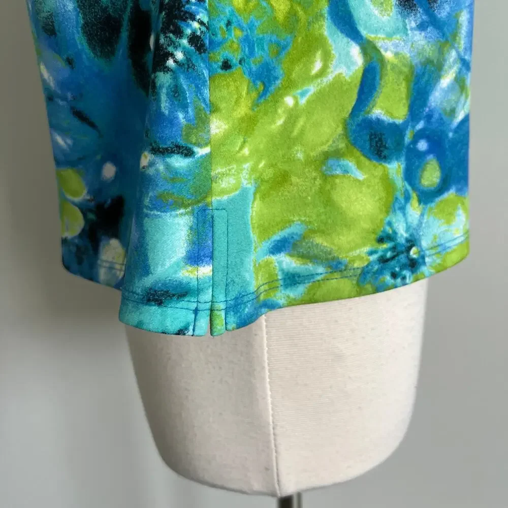 Kasper Sleeveless Blouse Shell Blue Green Floral Work Wear Small - Picture 2 of 6